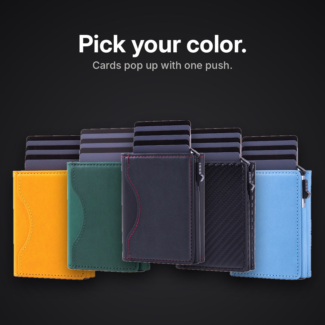 All five colors: yellow, green, black, carbon and blue