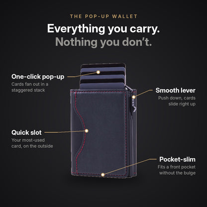Features: one-click pop-up, smooth lever, quick slot, pocket-slim