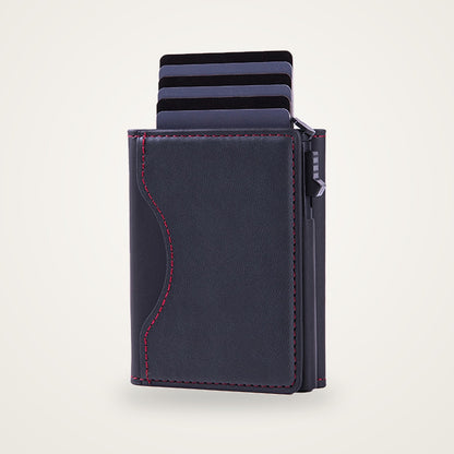 Flikk magnetic pop-up wallet in black with cards fanned out