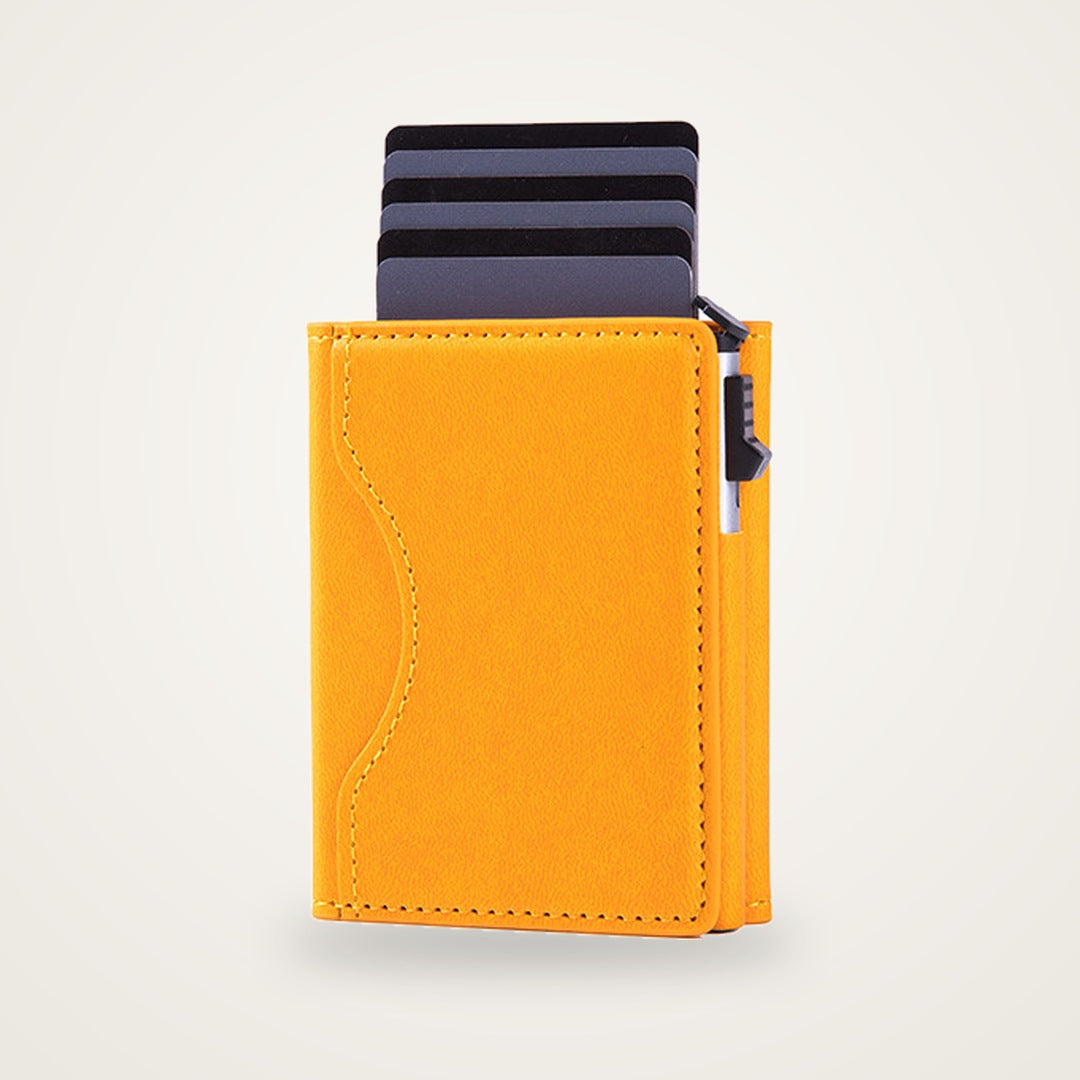 Flikk magnetic pop-up wallet in sunset yellow